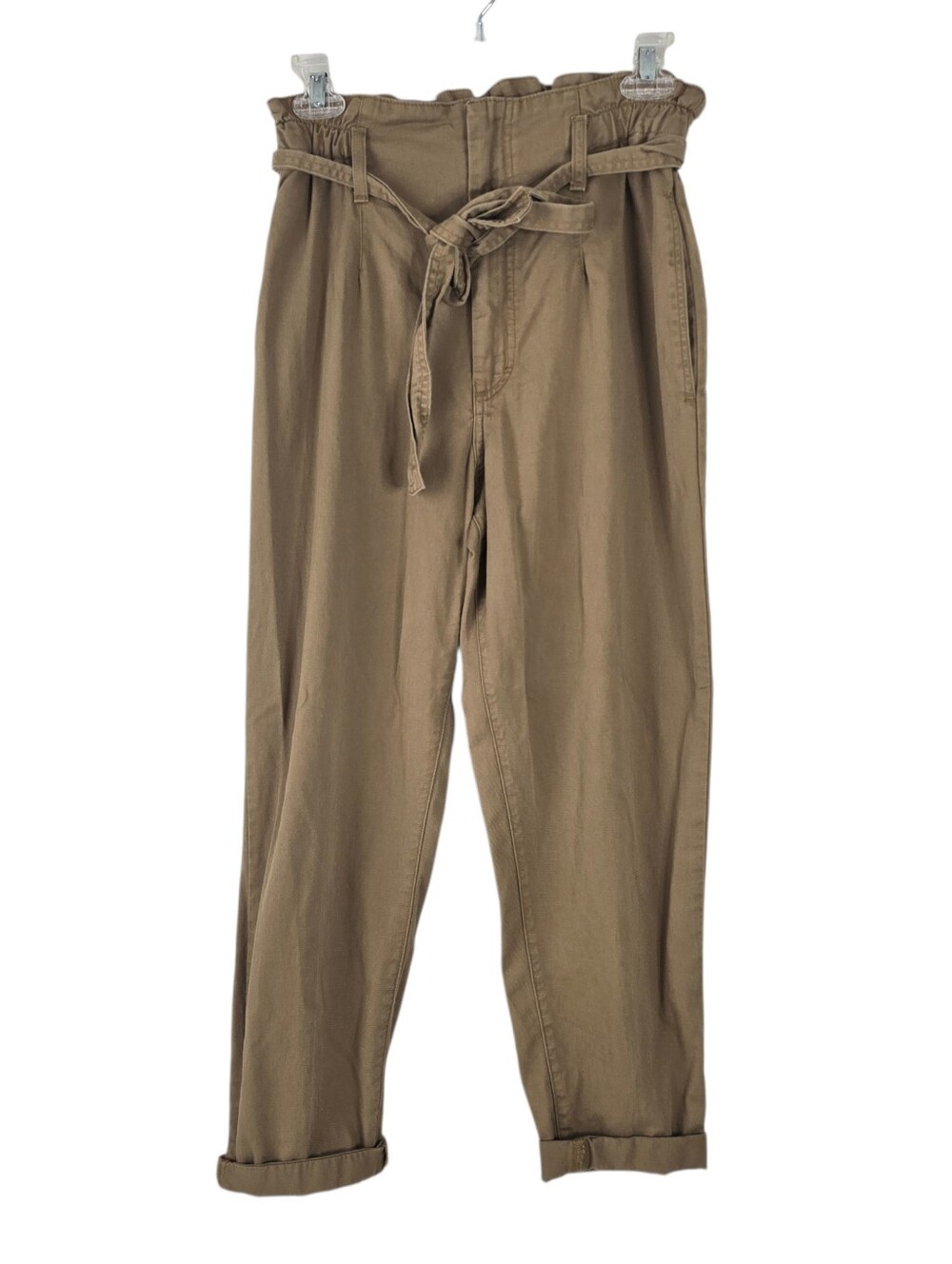 XiRENA Tyese Tapered Utility Pants Tan Khaki XS Belted Paperbag Midweight